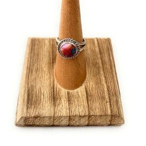 Navajo Pink Dream Mojave & Sterling Silver Circle Ring